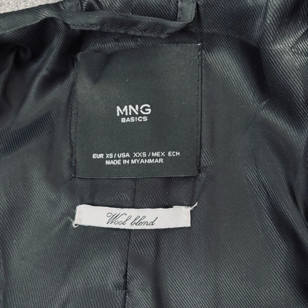 Mango MNG heather gray wool blend one button business classic tailored pea coat